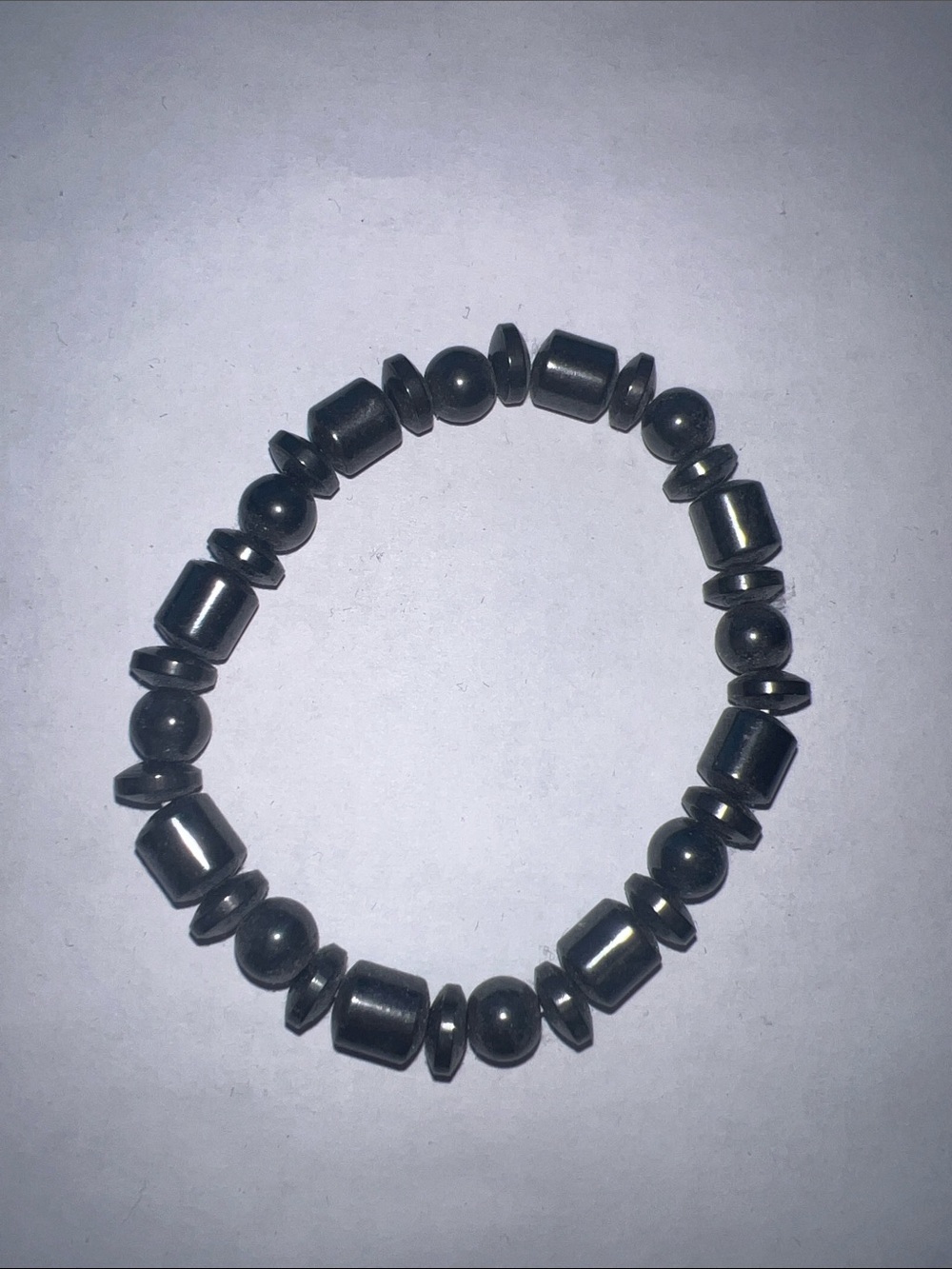 Unisex Hematite Bead Stretch Bracelet - Black